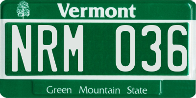 VT license plate NRM036