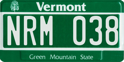 VT license plate NRM038