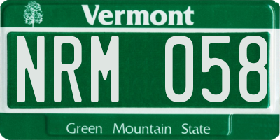 VT license plate NRM058
