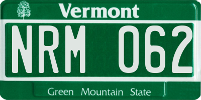 VT license plate NRM062