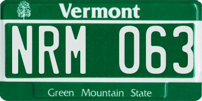 VT license plate NRM063