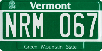 VT license plate NRM067