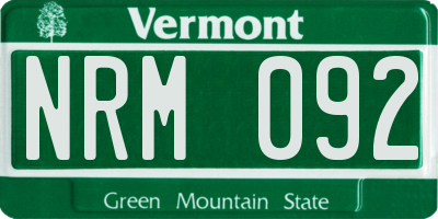 VT license plate NRM092