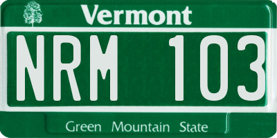 VT license plate NRM103