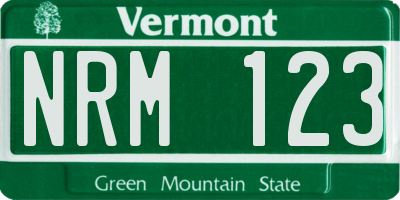 VT license plate NRM123