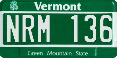 VT license plate NRM136