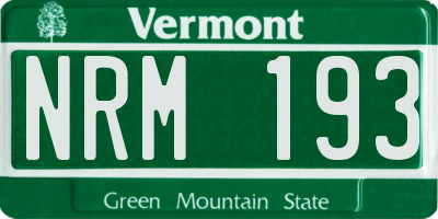 VT license plate NRM193