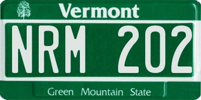 VT license plate NRM202