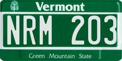 VT license plate NRM203