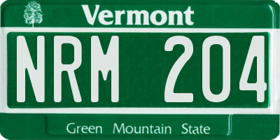 VT license plate NRM204