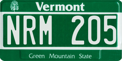 VT license plate NRM205