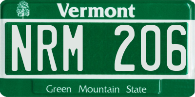 VT license plate NRM206