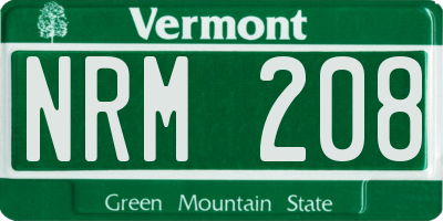 VT license plate NRM208