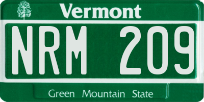 VT license plate NRM209