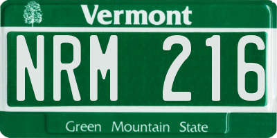 VT license plate NRM216