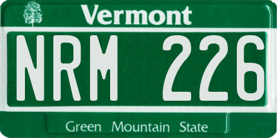 VT license plate NRM226