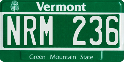 VT license plate NRM236