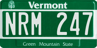 VT license plate NRM247