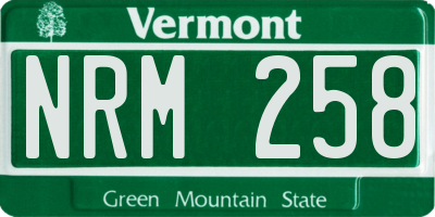 VT license plate NRM258
