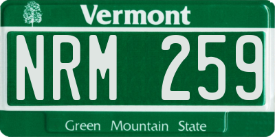 VT license plate NRM259