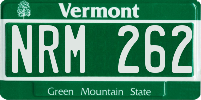 VT license plate NRM262