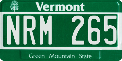 VT license plate NRM265