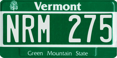 VT license plate NRM275