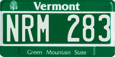 VT license plate NRM283