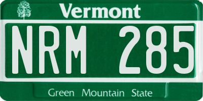 VT license plate NRM285