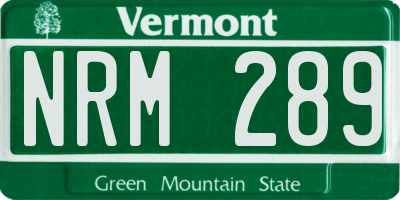 VT license plate NRM289