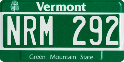 VT license plate NRM292