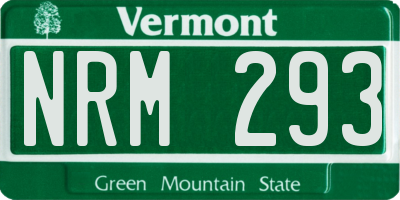 VT license plate NRM293