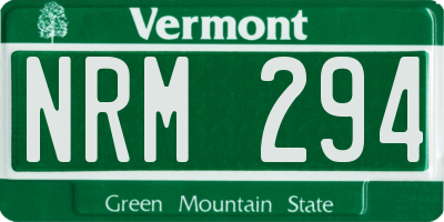 VT license plate NRM294
