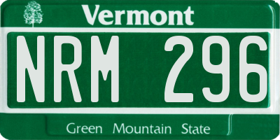 VT license plate NRM296