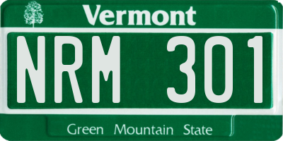 VT license plate NRM301