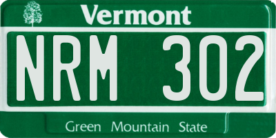 VT license plate NRM302