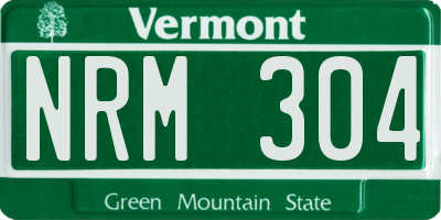 VT license plate NRM304