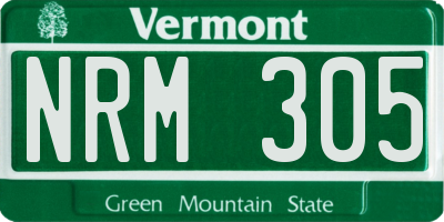 VT license plate NRM305
