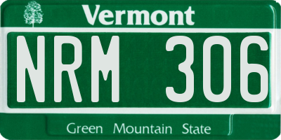 VT license plate NRM306