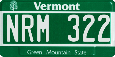 VT license plate NRM322
