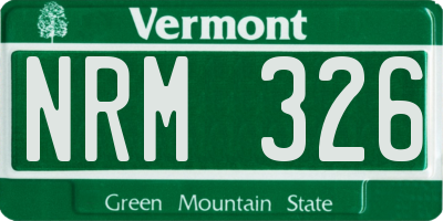 VT license plate NRM326