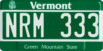 VT license plate NRM333