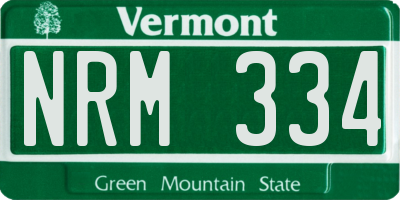 VT license plate NRM334