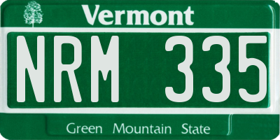 VT license plate NRM335