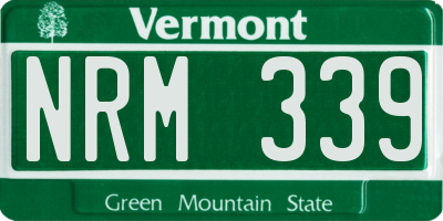 VT license plate NRM339