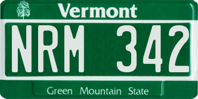 VT license plate NRM342