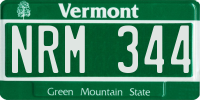 VT license plate NRM344