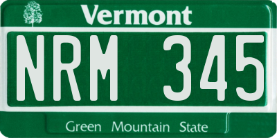VT license plate NRM345