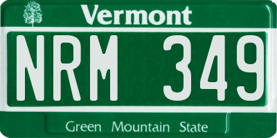 VT license plate NRM349