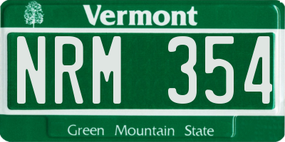 VT license plate NRM354